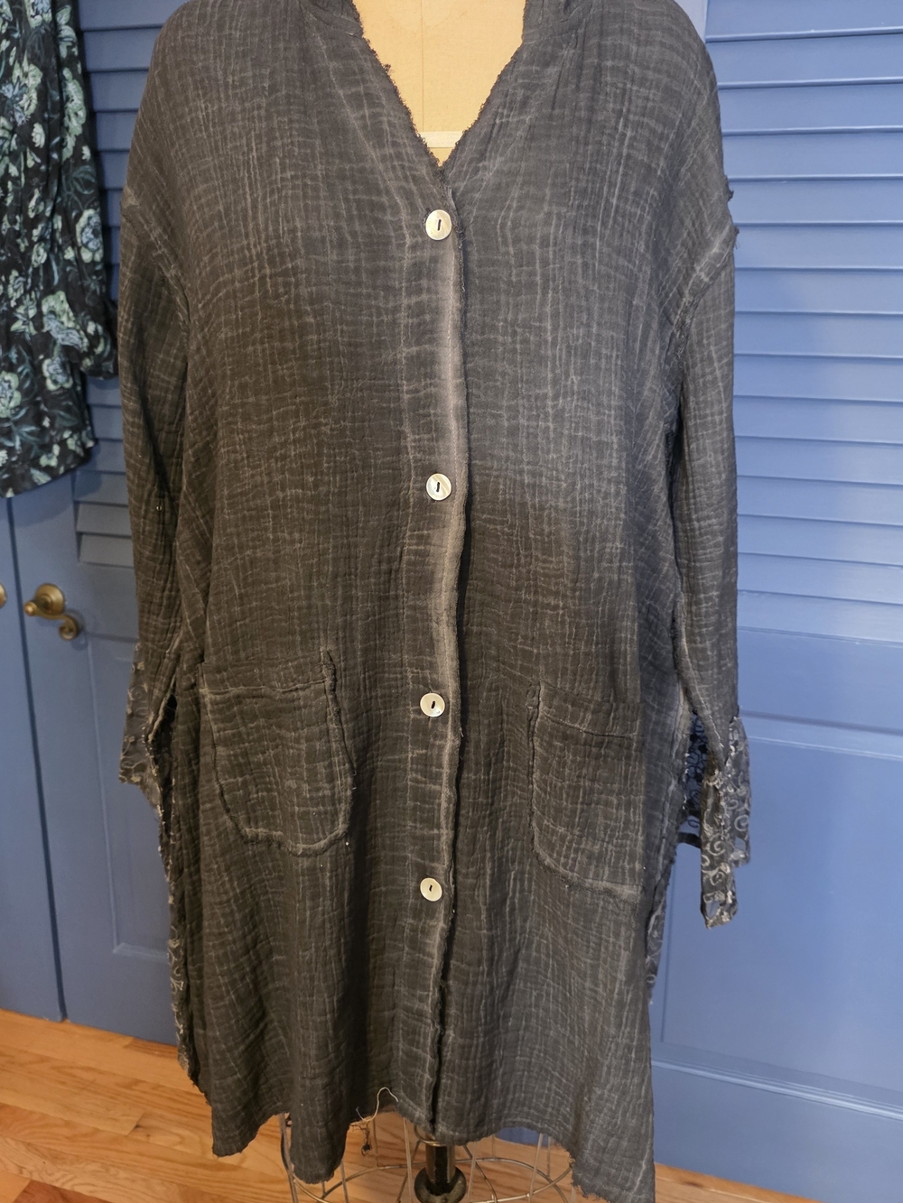 NWOT Jaded Gypsy Elysia Weekend Hooded Lace Duster Cardigan L/XL Charcoal